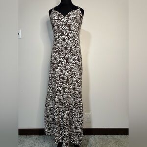 Decree Brown and White Floral Maxi Dress